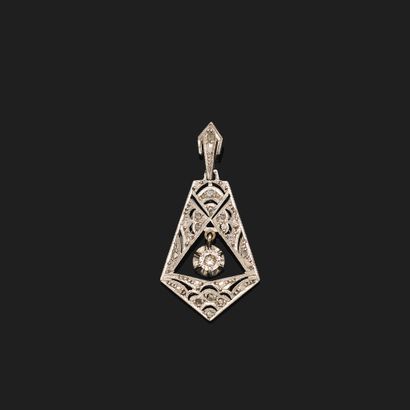 Pendentif en or gris 18K et platine (750°°°...