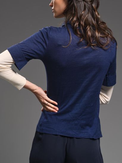 HERMÈS 
Navy blue cotton polo shirt with...