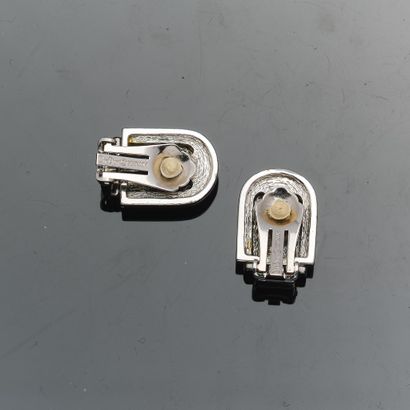 CHRISTIAN DIOR 
Pair of ear clips in silver-plated...