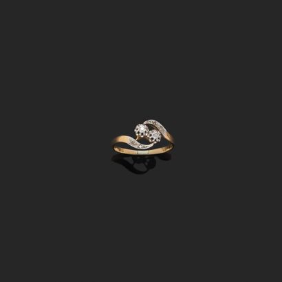 Bague toi & moi en or jaune 18K (750°°°)...