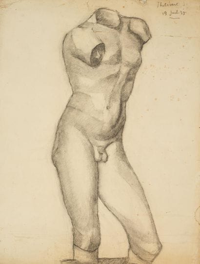Raymond THIBÉSART (1874-1968)
Etude de sculpture.
Dessin...
