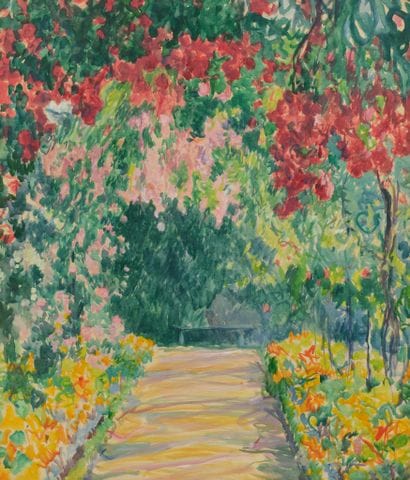 Raymond THIBÉSART (1874-1968)
L'allée fleurie....