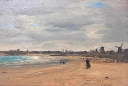 ECOLE NORMANDE du XIXème 
Bords de plage...
