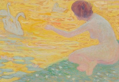 Raymond THIBÉSART (1874-1968)
Nu aux cygnes
Huile...