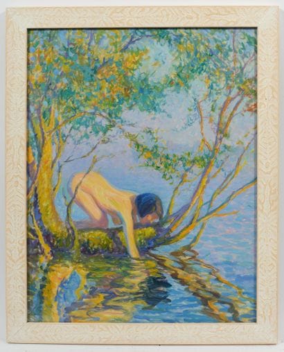 Raymond THIBÉSART (1874-1968)
Nu à la rivière.
Huile...