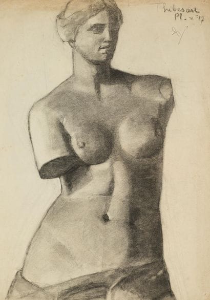 Raymond THIBÉSART (1874-1968)
Etude de sculpture.
Dessin...