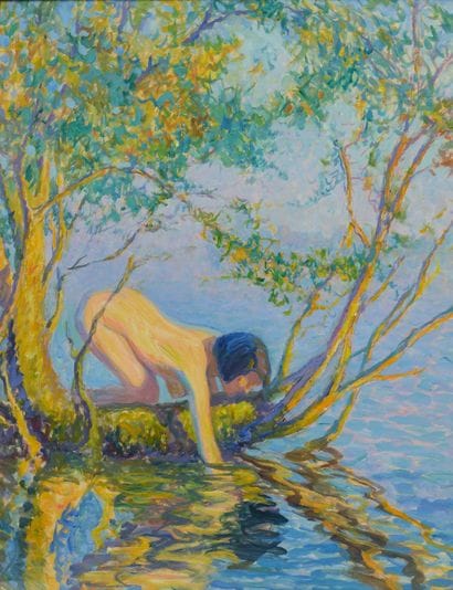 Raymond THIBÉSART (1874-1968)
Nu à la rivière.
Huile...