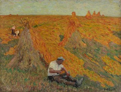 Raymond THIBÉSART (1874-1968)
Les fenaisons.
Huile...