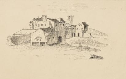 Raymond THIBÉSART (1874-1968)
Vue de village.
Encre...