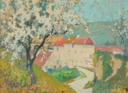 Raymond THIBÉSART (1874-1968)
La ferme. 
Huile...