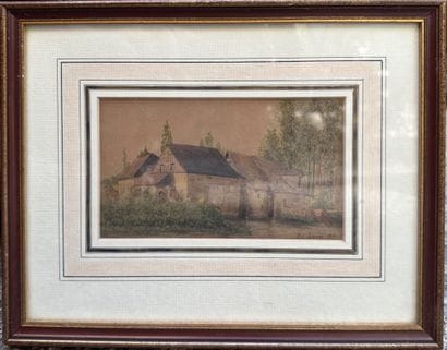 Em. LUCAS (XIX-XXe).
Le chalet dans la campagne.
Encre...