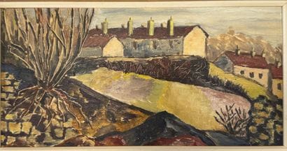 ÉCOLE MODERNE
Vue de village.
Huile sur carton.

Haut....