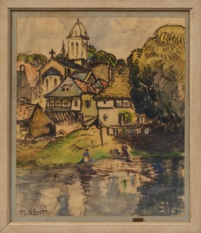 ECOLE MODERNE du XXème
Vue de village.
Dessin...