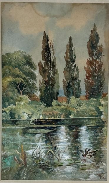 A. FISCHER (XXème)
L’envolée de canards dans...