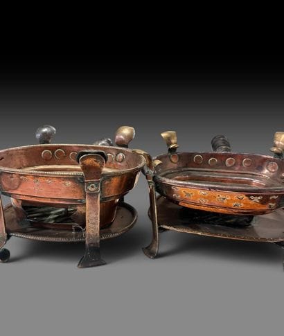 FOLK ART - 18th Century 
Pair of oval copper...
