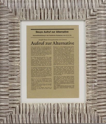 Joseph BEUYS (1921-1986)
Appel à l'initiative...