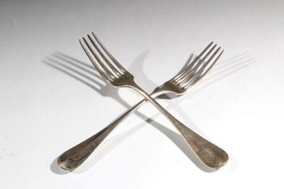 Set of two silver forks (hallmark: head of...