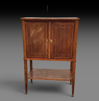 Small, counter-height cabinet made of solid...