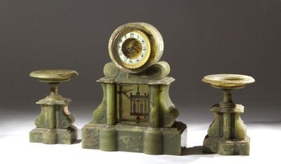 Green onyx mantelpiece set consisting of...