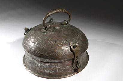 India or Southeast Asia
Copper betel box...