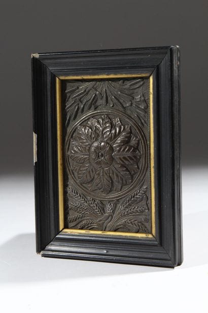 Ornamental metal element, stamped and patinated,...