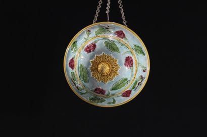 A fine earthenware hanging ornament decorated...