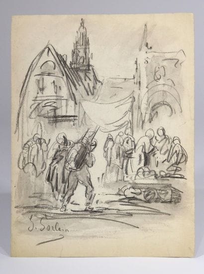 Jean SORLAIN (1859–1942), 
Market Scene....