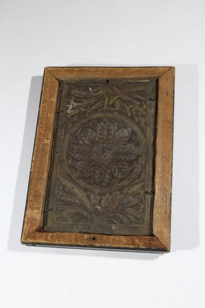 Ornamental metal element, stamped and patinated,...