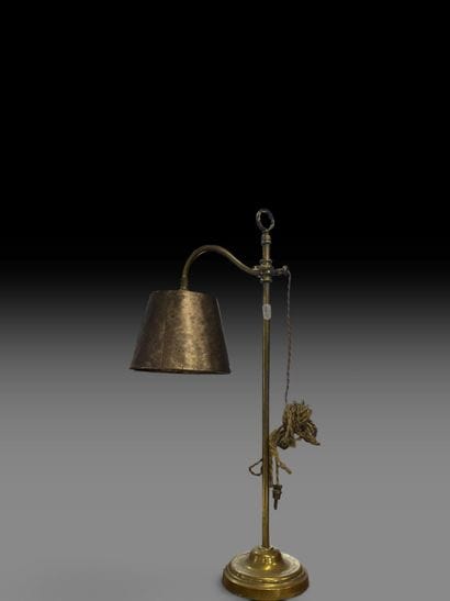 Lampe à hauteur réglable à fût en laiton...