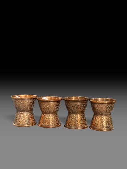 IRAN - 19th century 
Set of four copper egg...