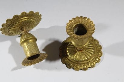 Pair of candlesticks made of repoussé-worked...