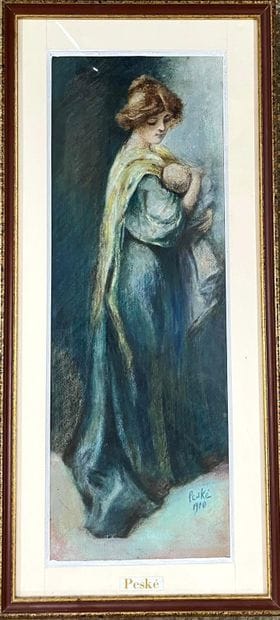 ÉCOLE MODERNE
Maternité 
Dessin au pastel...