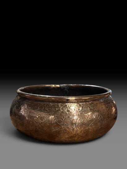 A pair of two circular copper-plated brass...