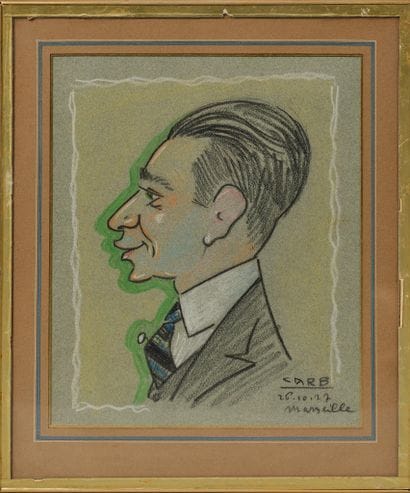 CARB (1896–?)
Caricature of a man.
Pastel...