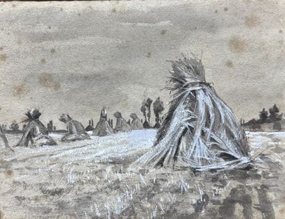 Ecole française du XIXeme.
Les fenaisons.
Dessin...