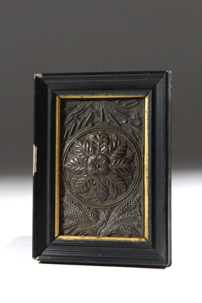 Ornamental metal element, stamped and patinated,...