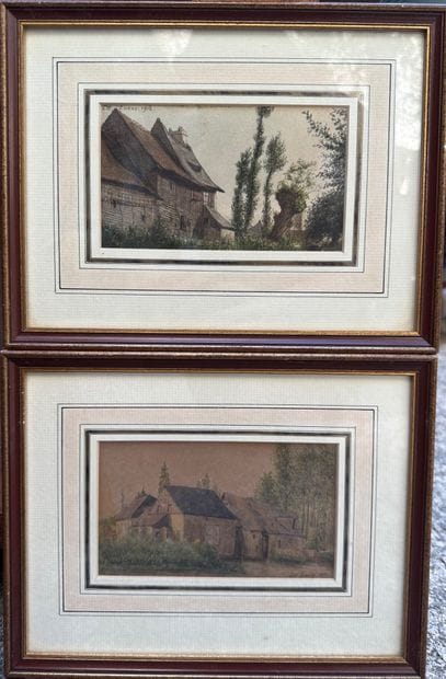 Em. LUCAS (XIX-XXe).
Le chalet dans la campagne.
Encre...