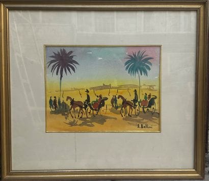 Emmanuel BELLINI (1904-1989)
Calèches.
Aquarelle...