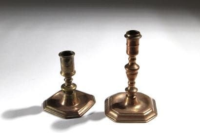FRANCE, 17th century 
A pair of copper alloy...