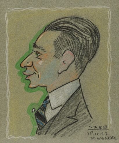 CARB (1896–?)
Caricature of a man.
Pastel...