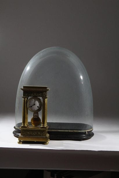 Large glass globe on a rectangular base made...
