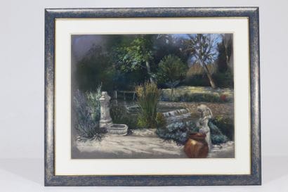 ÉCOLE FRANCAISE
Jardin à la fontaine 
Dessin...