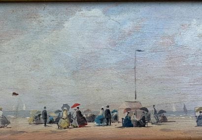 ÉCOLE MODERNE
La plage à Trouville.
Huile...