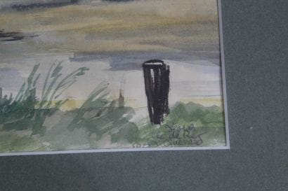 Réunion de trois aquarelles : 
- Nadine LALYS...