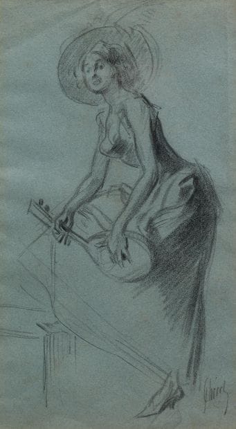 Jules CHERET (1836-1932)
Femme jouant de...
