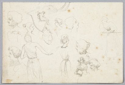 19th century FRENCH ECOLE,
Study of Elegantes...