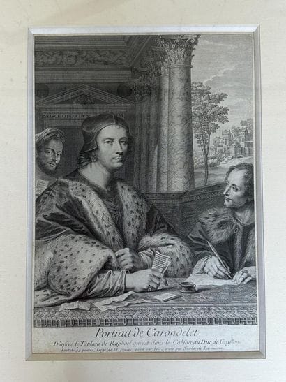 D’après RAPHAEL (1483-1520)
Portrait de Carondelet.
Gravure...