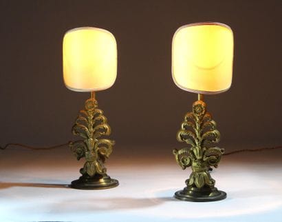 Pair of gilded bronze lamps in the Louis...
