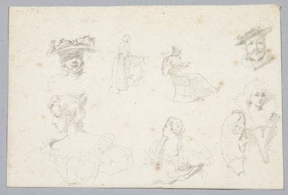 19th century FRENCH ECOLE,
Study of Elegantes...