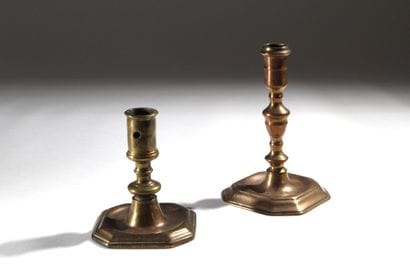 FRANCE, 17th century 
A pair of copper alloy...